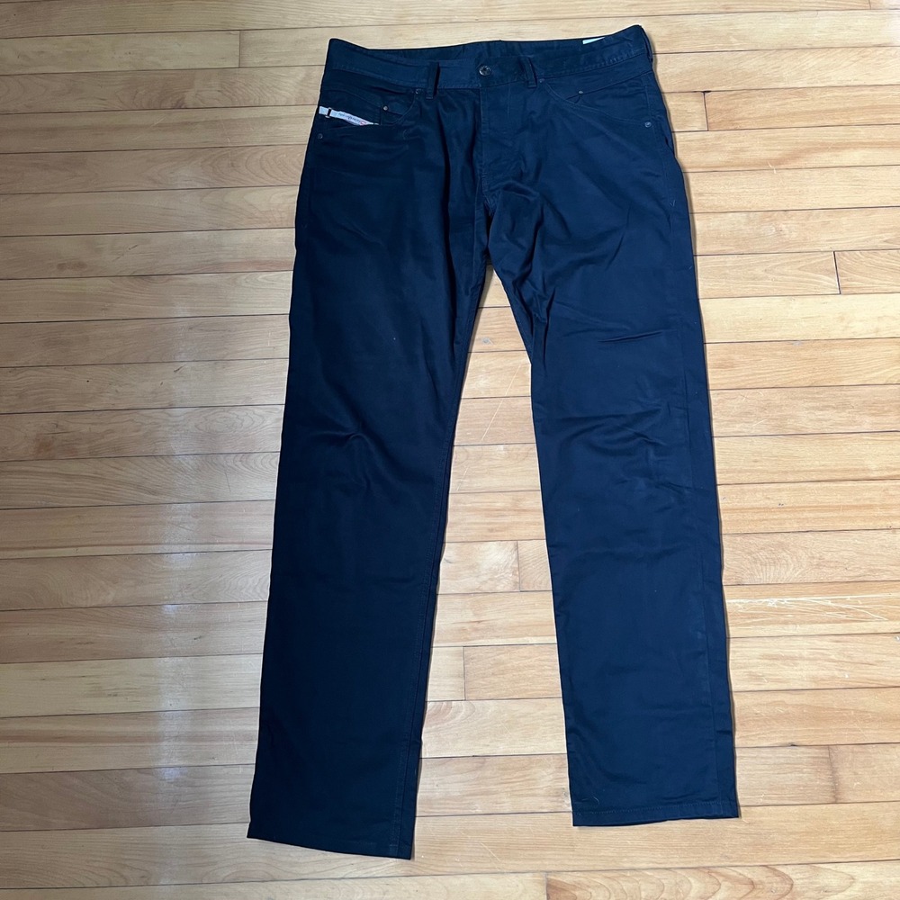 Diesel Belther-A Regular Slim-Tapered Black Stretch Pants Mens W34 L32